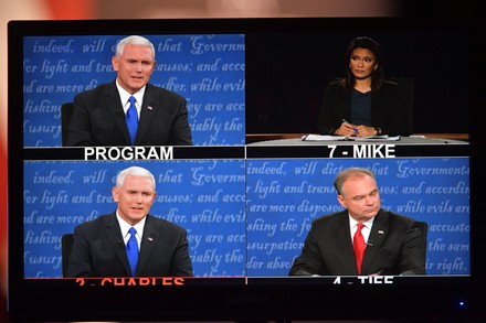 Mike Pence and Tim Kaine at the Vice Presidential Debate at Longwood Univserity, United States, Virginia - 04 Oct 2016