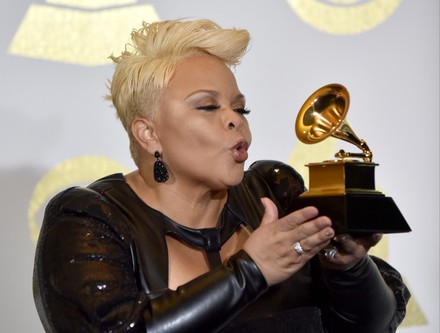 Tamela Mann wins an award at the 59th annual Grammy Awards in Los Angeles, California, United States - 13 Feb 2017