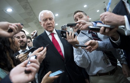 Sen. Orin Hatch talks to reporters on Capitol Hill, Washington, District of Columbia, United States - 25 May 2017