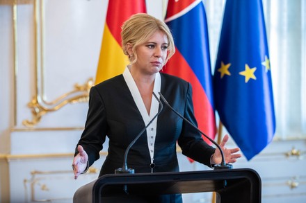 Slovak President Zuzana Caputova Attends Joint Editorial Stock Photo 