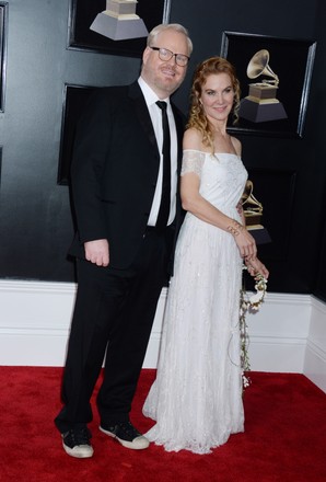 Jim Gaffigan and Jeannie Gaffigan arrive at the 60th Annual Grammy Awards in New York, United States - 28 Jan 2018
