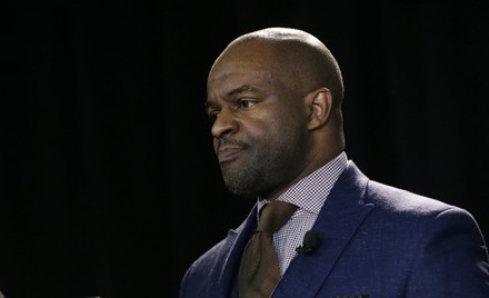 DeMaurice F. Smith speaks at the NFL Players Association annual state of the union press conference at The Mall of America which is serving as media headquarters for Super Bowl LII in Bloomington, Minnesota on February 1, 2018. U.S. Bank Stadium is home of the Minnesota Vikings NFL team and will Super Bowl LII which will be played between the Philadelphia Eagles and New England Patriots on Feb 4th.