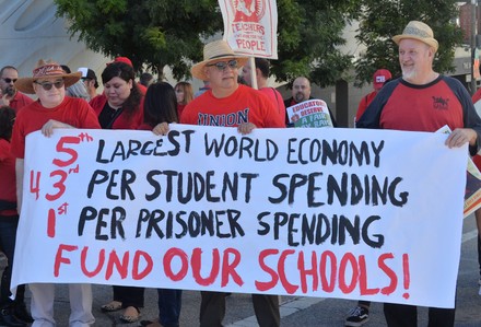 With strike looming, L.A. teachers march downtown, Los Angeles, California, United States - 15 Dec 2018