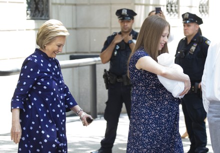 Chelsea Clinton holding new born baby Jasper, New York, United States - 25 Jul 2019
