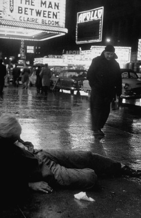 Passerby Glancing Drunken Bum Lying Past Editorial Stock Photo - Stock