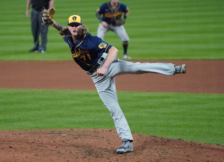 Milwaukee Brewers Pitcher Josh Hader Delivers Editorial Stock Photo ...