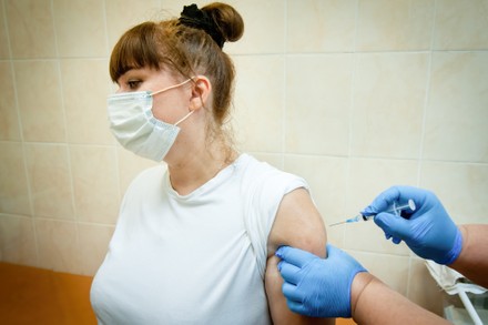COVID-19 vaccination at the City Polyclinic 3 in Tambov, Russia - 10 Sept 2021