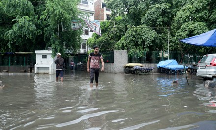 Heavy Rains Cause Waterlogging In New Delhi, India - 11 Sept 2021 Stock ...