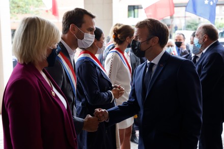 Macron at police academy of Roubaix, northern France - 14 Sep 2021