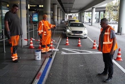 Four Special Parking Spaces for E-Taxis at Terminal 1 and 2 at Hamburg Airport Helmut Schmidt, Germany - 16 Sep 2021