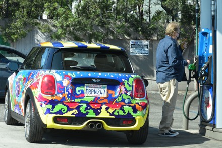Exclusive - Drew Carey spotted in a psychedelic mini cooper, West Hollywood, California USA - 17 Sep 2021