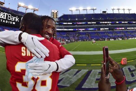 Baltimore, United States. 19th Sep, 2021. Baltimore Ravens cheerleaders  return to the field after a year off because of the coronavirus pandemic  during the home opener against the Kansas City Chiefs at