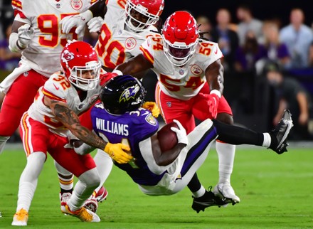 Baltimore, United States. 19th Sep, 2021. Baltimore Ravens cheerleaders  return to the field after a year off because of the coronavirus pandemic  during the home opener against the Kansas City Chiefs at