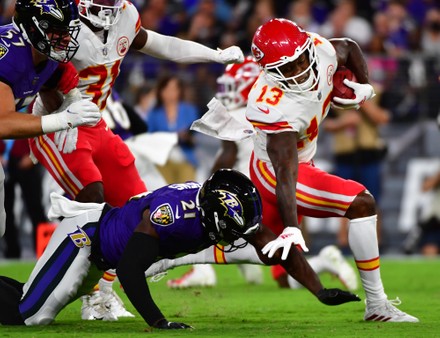 Baltimore, United States. 19th Sep, 2021. Baltimore Ravens cheerleaders  return to the field after a year off because of the coronavirus pandemic  during the home opener against the Kansas City Chiefs at