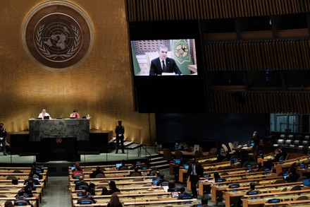 Turkmenistan President Berdimuhamedow speaks at UN, New York, United States - 21 Sep 2021