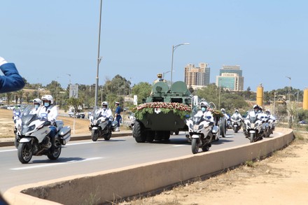 The convoy carrying the coffin of former Algerian President Abdelaziz Bouteflika drives on its way to the El Alia cemetery, Algiers - 19 Sep 2021