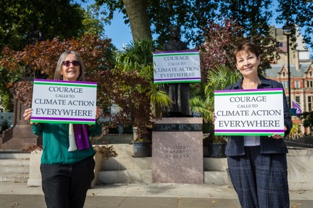 Millicent Fawcett statue 'green bombed' by activists in London, United Kingdom - 22 Sep 2021