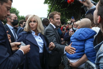 Emmanuel Macron accompanied by the first lady, Brigitte Macron attends the reading of excerpts from Marcel Proust's The Search for Lost Time by Guillaume Gallienne, Illiers-Combray, France - 15 Sep 2021
