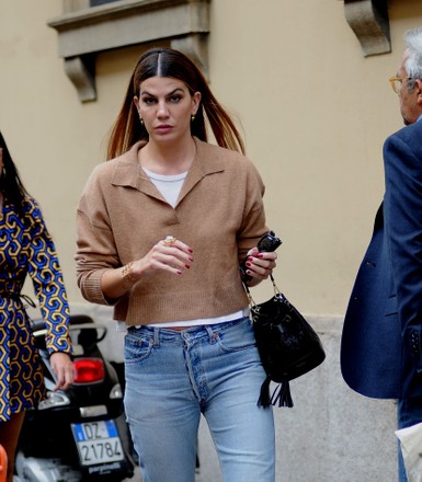 Bianca Brandolini walks with friends in Milan, Italy - 23 Sep 2021