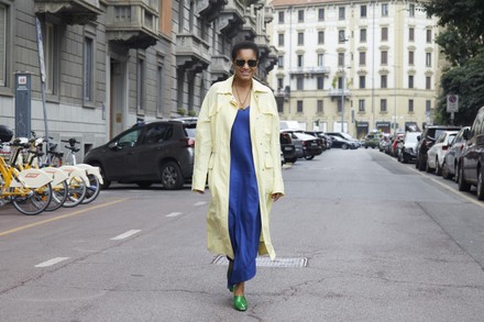 Street Style, Spring Summer 2022, Milan Fashion Week, Milan, Italy - 25 Sep 2021