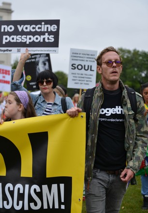 Anti-Vaccine and anti-covid 19 passports protest in London, UK - 25 Sept 2021