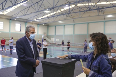 Comunist leader Jeronimo de Sousa voting for the local elections, Loures, Portugal - 26 Sep 2021