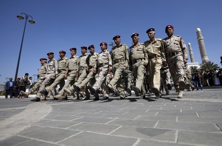 Houthi Officers March During Mass Funeral Editorial Stock Photo - Stock ...