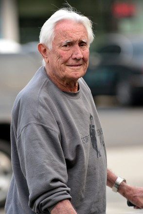 Exclusive - George Lazenby wearing a shirt with a James Bond logo and his name on it, Santa Monica, Los Angeles, California, USA - 27 Sep 2021