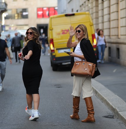 Claudia Galanti and Raffaella Zardo stroll through the streets of the center, Milan, Italy - 25 Sep 2021