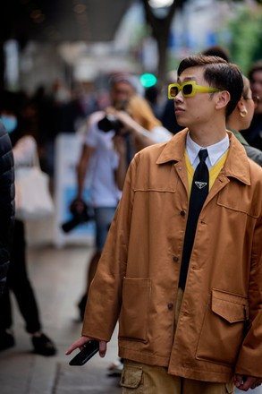 Stylist Adam Chi Lung Chan after yuhan wang at the Tik Tok show space  - London Fashion Week Spring Summer 2022., Orchard Street, London, UK - 18 Sep 2021