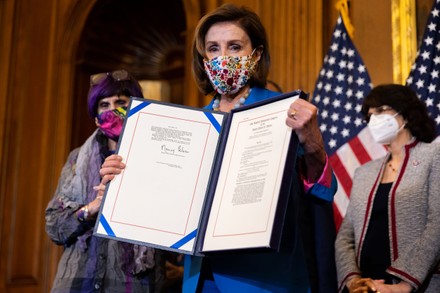 Pelosi Signing CR, Capitol Hill, Washington, USA - 30 Sep 2021 Stock ...