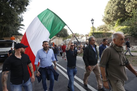 Protest against the Green Pass, clashes between police and demonstrators, Rome, Italy - 09 Oct 2021