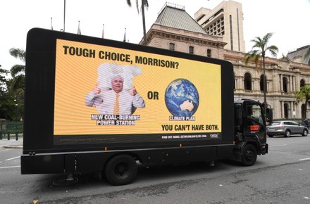 Billboard protesting against Clive Palmer's company Waratah Coal in Queensland, Brisbane, Australia - 12 Oct 2021