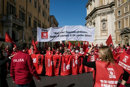 Italians hold protest against fascism a week after anti-vax riots in Rome, Italy - 16 Oct 2021