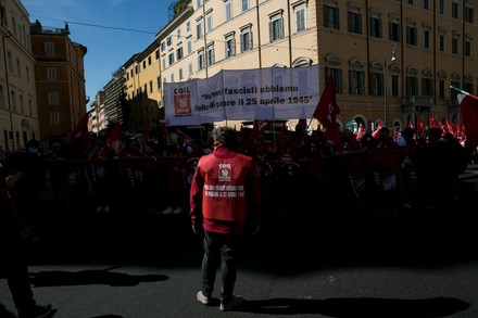 Italians hold protest against fascism a week after anti-vax riots in Rome, Italy - 16 Oct 2021
