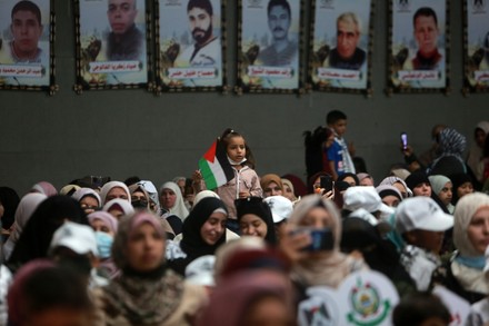 ?Palestinians participate in operetta on 10th anniversary of prisoners swap deal between Hamas and Israel, in Gaza city, Gaza city, Gaza Strip, Palestinian Territory - 18 Oct 2021