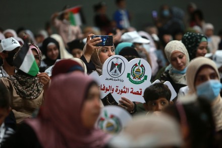 ?Palestinians participate in operetta on 10th anniversary of prisoners swap deal between Hamas and Israel, in Gaza city, Gaza city, Gaza Strip, Palestinian Territory - 18 Oct 2021