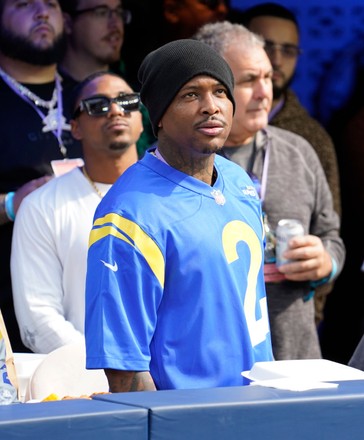 American rapper YG attends an NFL game between the Los Angeles Rams and the  Jacksonville Jaguars, Sunday, Dec. 5, 2021, in Inglewood, Calif. The Rams  Stock Photo - Alamy