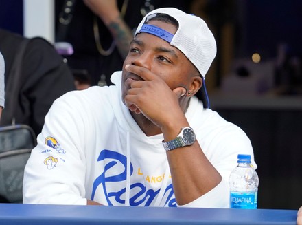 American rapper YG attends an NFL game between the Los Angeles Rams and the  Jacksonville Jaguars, Sunday, Dec. 5, 2021, in Inglewood, Calif. The Rams  Stock Photo - Alamy