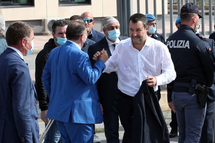 Matteo Salvini at Pagliarelli Hearing Postponed, Palermo, Italy - 23 Oct 2021