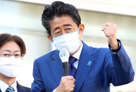 Former Japanese Prime Minister Shinzo Abe delivers a campaign speech for his party candidate, Tokyo, Japan - 28 Oct 2021