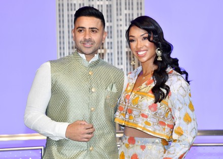 Jay Sean and Thara Natalie ceremonial lighting of the Empire State Building to celebrate Diwali, New York, USA - 04 Nov 2021