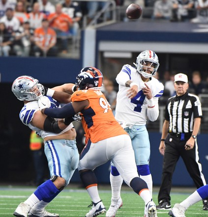 Arlington, United States. 07th Nov, 2021. Denver Broncos Albert Okwuegbunam  gets wrapped up by Dallas Cowboys Jourdan Lewis following a short catch  during their NFL game at AT&T Stadium in Arlington, Texas