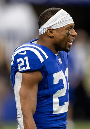 November 14, 2021: Jacksonville Jaguars wide receiver Tavon Austin (7) and  Indianapolis Colts running back Nyheim Hines (21) hug during pregame of NFL  football game action between the Jacksonville Jaguars and the