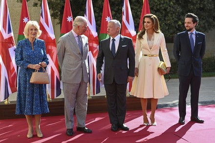 Prince Charles and Camilla Duchess of Cornwall formal welcome with His Majesty King Abdullah II and Her Majesty Queen Rania, Al Husseiniya Palace, Amman, Jordan - 16 Nov 2021
