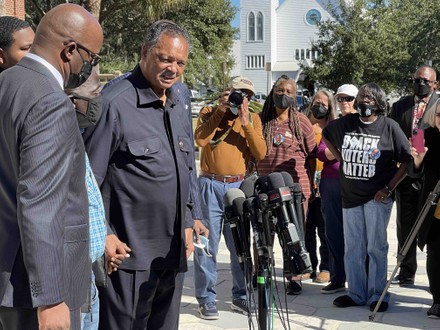 Reverend Jesse Jackson talks to the media with Marcus Arbery the father of Amaud Arbery outside of the Glynn County Courthouse, Brunswick, Georgia, USA - 16 Nov 2021