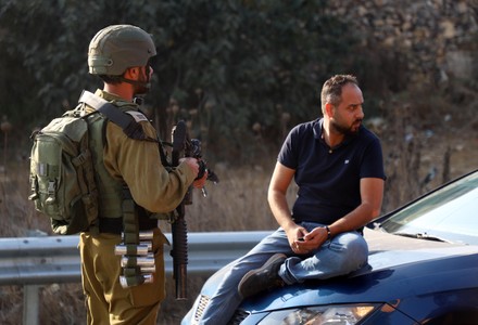 Palestinian Protesters Block Road After Israeli Editorial Stock Photo