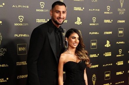 Psg Goalkeeper Gianluigi Donnarumma L Wife Editorial Stock Photo ...