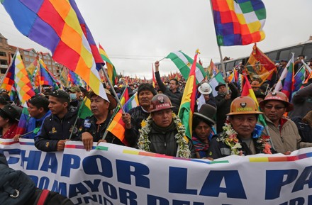 Thousands of people enter La Paz at the 'Marcha por la Patria', El Alto, Bolivia - 29 Nov 2021