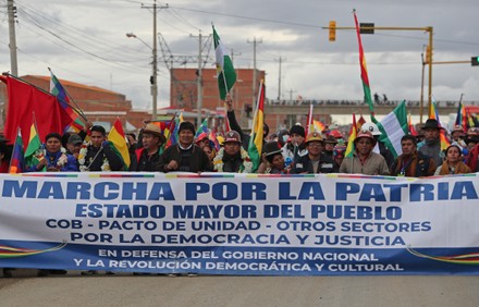Thousands of people enter La Paz at the 'Marcha por la Patria', Bolivia - 29 Nov 2021